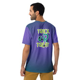 Halloween-themed men's crew neck t-shirt side view
